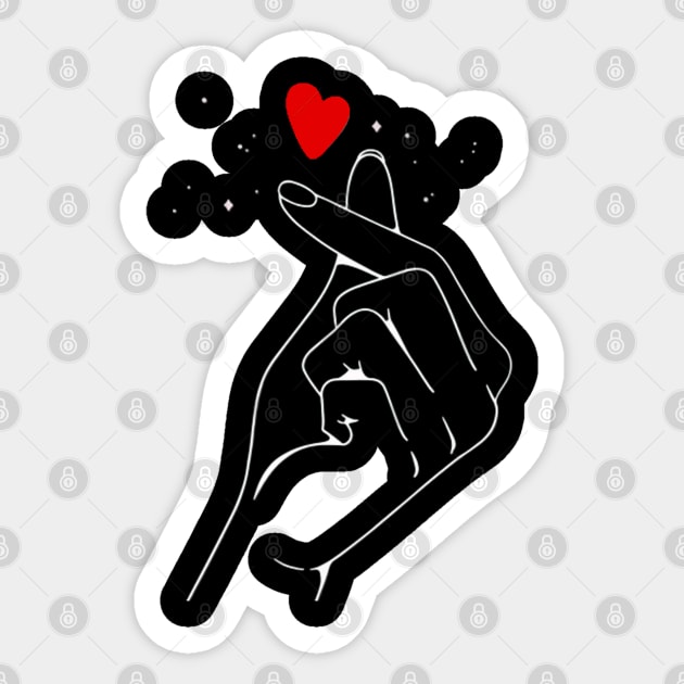 Korean finger heart sign design red heart, k pop, Sticker by Maroon55